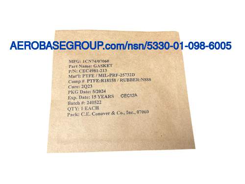 תמונה  של מספר מלאי לאומי 5330-01-098-6005